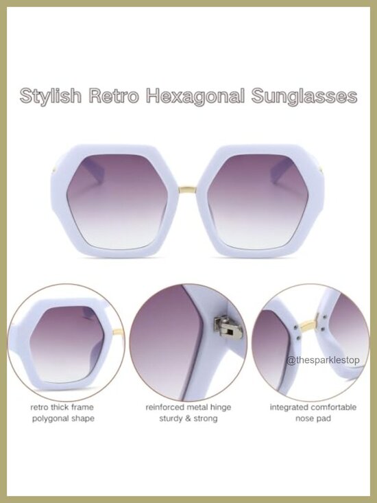 Vintage Hexagonal Sunglasses Women Oversized Retro Square Shades UV400 main image 6